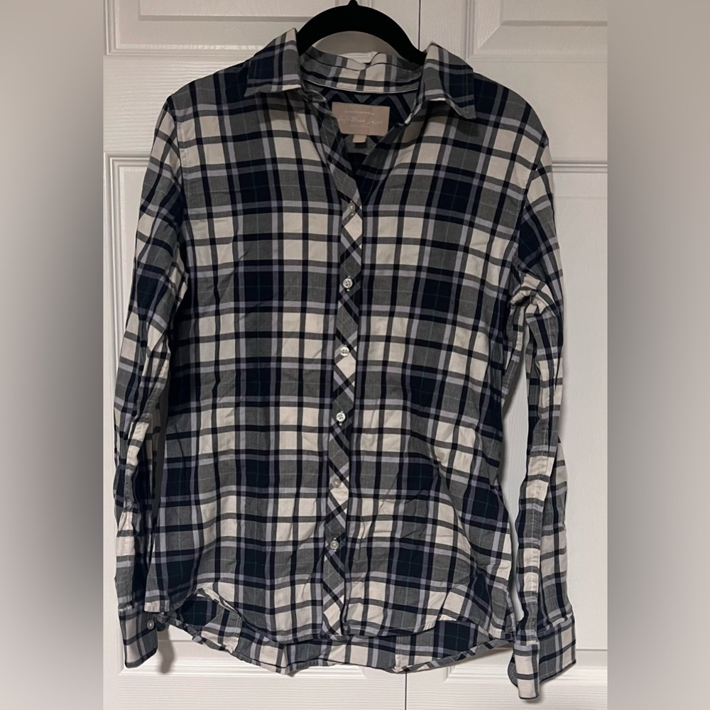 Women's Banana Republic Plaid Soft-Wash Shirt Long Sleeve Button Down